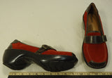 St. johns Bay Loafers Mules Leather Female Adult 7.5M Red/Brown Solid/Suede 112-30sj -- New No Tags