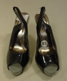 Steve Madden Open Toe Slingback Stiletto Man Made Female Adult 8.5 Black/Gray Solid/Shinny 17-211sm -- New with Tags