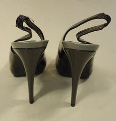 Steve Madden Open Toe Slingback Stiletto Man Made Female Adult 8.5 Black/Gray Solid/Shinny 17-211sm -- New with Tags