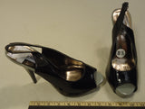 Steve Madden Open Toe Slingback Stiletto Man Made Female Adult 8.5 Black/Gray Solid/Shinny 17-211sm -- New with Tags