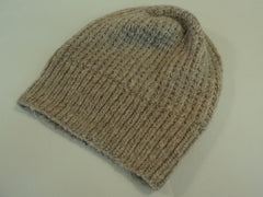 Handcrafted Reversible Slouchy Hat Beige With Sparkles Merino Wool Female Adult -- New No Tags