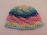 Handcrafted Baby Hat Pink Blue Yellow Textured 100% Acrylic Female Kids 0-1 -- New No Tags