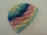 Handcrafted Baby Hat Pink Blue Yellow Textured 100% Acrylic Female Kids 0-1 -- New No Tags