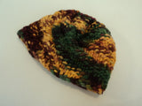 Handcrafted Baby Hat Green Gold Brown Textured 100% Merino Wool Unisex Kids 0-1 -- New No Tags