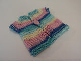 Handcrafted Girls Baby Sweater Pink Blue Yellow 100% Acrylic Female 0-1 Striped -- New No Tags