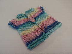 Handcrafted Girls Baby Sweater Pink Blue Yellow 100% Acrylic Female 0-1 Striped -- New No Tags