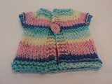Handcrafted Girls Baby Sweater Pink Blue Yellow 100% Acrylic Female 0-1 Striped -- New No Tags