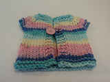 Handcrafted Girls Baby Sweater Pink Blue Yellow 100% Acrylic Female 0-1 Striped -- New No Tags