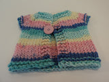 Handcrafted Girls Baby Sweater Pink Blue Yellow 100% Acrylic Female 0-1 Striped -- New No Tags