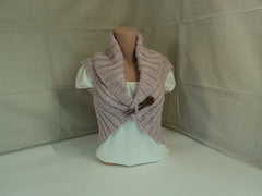 Handcrafted Shrug Sweater Pink Bulky Merino Wool Female Adult -- New No Tags