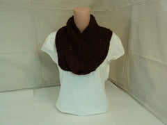 Handcrafted Wrap Cowl Brown Lace Design Alpaca Female Adult -- New No Tags