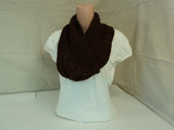 Handcrafted Wrap Cowl Brown Lace Design Alpaca Female Adult -- New No Tags