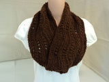 Handcrafted Wrap Cowl Brown Lace Design Alpaca Female Adult -- New No Tags