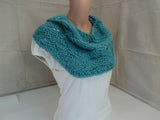 Handcrafted Wrap Cowl Teal Textured Alpaca Female Adult -- New No Tags