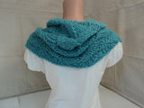 Handcrafted Wrap Cowl Teal Textured Alpaca Female Adult -- New No Tags