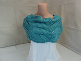 Handcrafted Wrap Cowl Teal Textured Alpaca Female Adult -- New No Tags