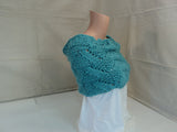 Handcrafted Wrap Cowl Teal Textured Alpaca Female Adult -- New No Tags