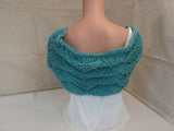 Handcrafted Wrap Cowl Teal Textured Alpaca Female Adult -- New No Tags