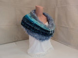 Handcrafted Wrap Reversible Cowl Teal Unique Wool Acrylic Female Adult -- New No Tags