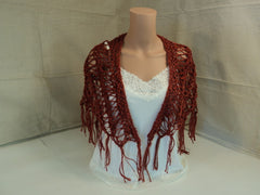 Handcrafted Shawl Wrap Burgundy Hand Spun Merino Wool Silk Mix Female Adult -- New No Tags