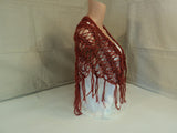 Handcrafted Shawl Wrap Burgundy Hand Spun Merino Wool Silk Mix Female Adult -- New No Tags