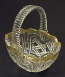 Designer Glass Basket 8in x 7in x 5in 11-113gb Vintage Glass Plastic Handle -- Used