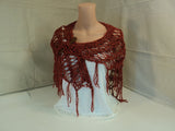 Handcrafted Shawl Wrap Burgundy Hand Spun Merino Wool Silk Mix Female Adult -- New No Tags