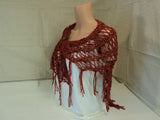 Handcrafted Shawl Wrap Burgundy Hand Spun Merino Wool Silk Mix Female Adult -- New No Tags