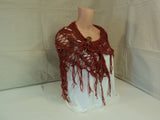 Handcrafted Shawl Wrap Burgundy Hand Spun Merino Wool Silk Mix Female Adult -- New No Tags