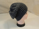 Handcrafted Reversible Slouchy Hat Medium Gray Textured 100% Merino Wool Female -- New No Tags