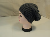 Handcrafted Reversible Slouchy Hat Medium Gray Textured 100% Merino Wool Female -- New No Tags