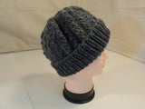 Handcrafted Reversible Slouchy Hat Medium Gray Textured 100% Merino Wool Female -- New No Tags