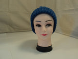 Handcrafted Reversible Slouchy Hat Ocean Blue Textured 100% Merino Wool Female -- New No Tags