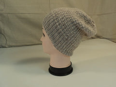 Handcrafted Reversible Slouchy Hat Beige With Sparkles Merino Wool Female Adult -- New No Tags