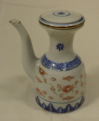 Designer Sake Bottle with Spout and Lid 66-58t Vintage Fine China  -- Used