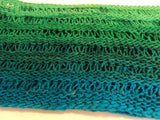 Handcrafted Cowl Blues and Greens Drop Stitch 100% Wool Female Adult Striped -- New No Tags