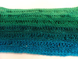 Handcrafted Cowl Blues and Greens Drop Stitch 100% Wool Female Adult Striped -- New No Tags