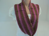 Handcrafted Cowl Wrap Rose Green Brown Alpaca Highland Wool Female Striped -- New No Tags