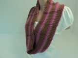 Handcrafted Cowl Wrap Rose Green Brown Alpaca Highland Wool Female Striped -- New No Tags