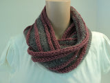 Handcrafted Wrap Cowl Gray Pink Sequins Merino Wool Mohair Female Striped -- New No Tags