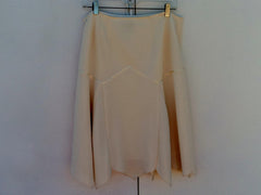 Mac & Jac Asymmetrical Skirt Lined Cream Polyester Rayon Female 12 Solid -- Used
