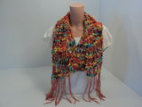 Handcrafted Scarf Length 70in Salmon Multicolor Cotton Linen Fringes Female -- New No Tags