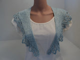 Handcrafted Scarf Blue Silk Lace Edging 100% Silk Female Solid -- New No Tags