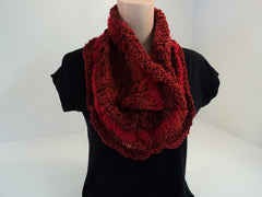 Handcrafted Wrap Cowl Red Textured Various Yarns Acrylic Wool Mix Female Adult -- New No Tags