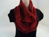 Handcrafted Wrap Cowl Red Textured Various Yarns Acrylic Wool Mix Female Adult -- New No Tags