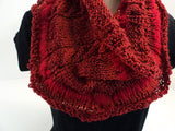 Handcrafted Wrap Cowl Red Textured Various Yarns Acrylic Wool Mix Female Adult -- New No Tags