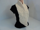 Handcrafted Wrap Cowl Cream Textured 100% Merino Wool Female Adult -- New No Tags