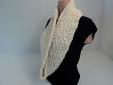 Handcrafted Wrap Cowl Cream Textured 100% Merino Wool Female Adult -- New No Tags