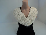 Handcrafted Wrap Cowl Cream Textured 100% Merino Wool Female Adult -- New No Tags