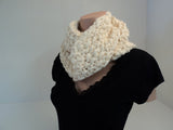 Handcrafted Wrap Cowl Cream Textured 100% Merino Wool Female Adult -- New No Tags